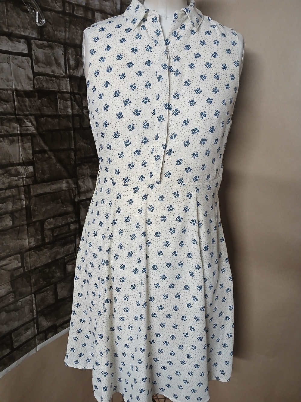 Banana Republic White Dress with Blue Floral Print